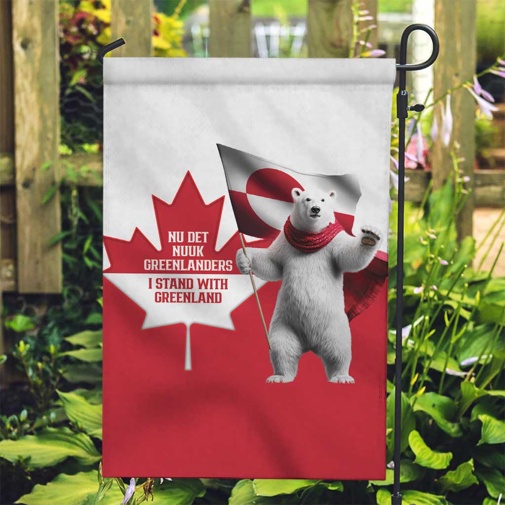 I Stand With Greenland Garden Flag Red and White Side by Side