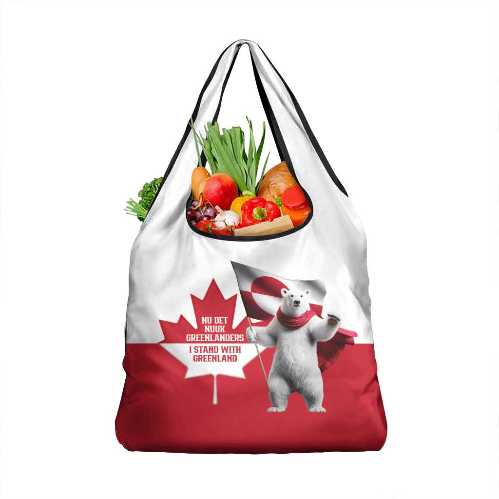 I Stand With Greenland Grocery Bag Red and White Side by Side