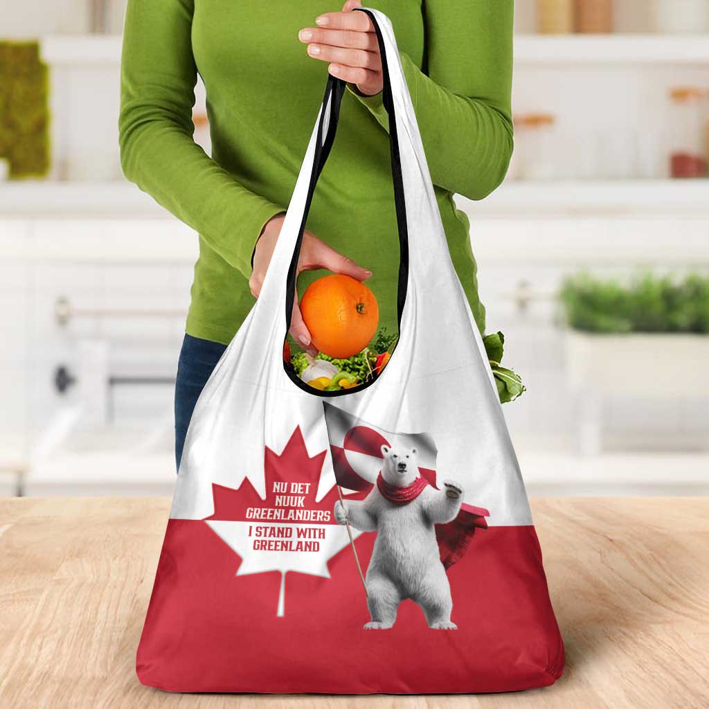 I Stand With Greenland Grocery Bag Red and White Side by Side