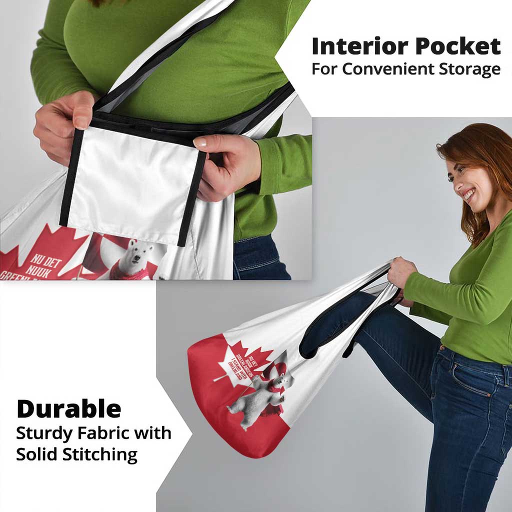 I Stand With Greenland Grocery Bag Red and White Side by Side