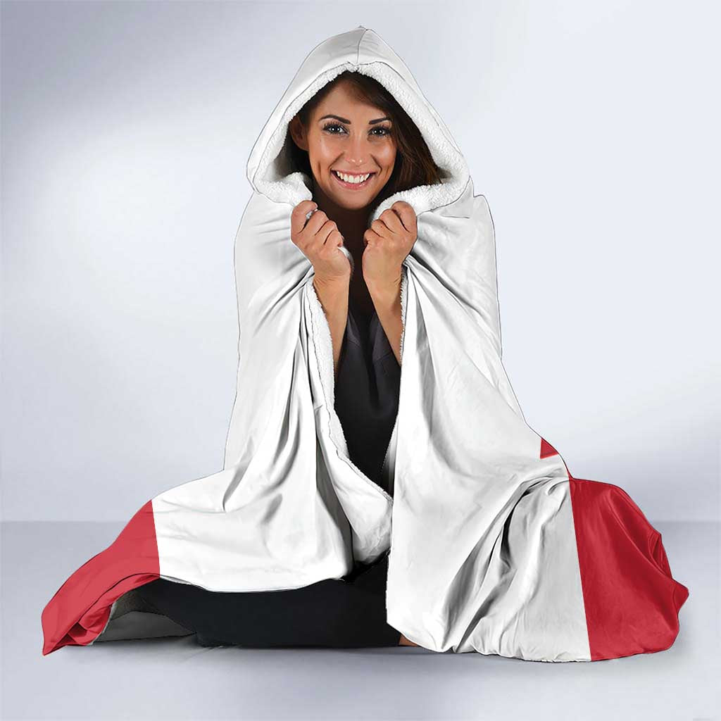 I Stand With Greenland Hooded Blanket Red and White Side by Side