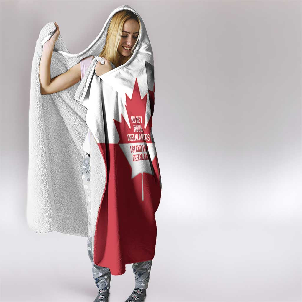 I Stand With Greenland Hooded Blanket Red and White Side by Side