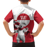 I Stand With Greenland Kid Hawaiian Shirt Red and White Side by Side