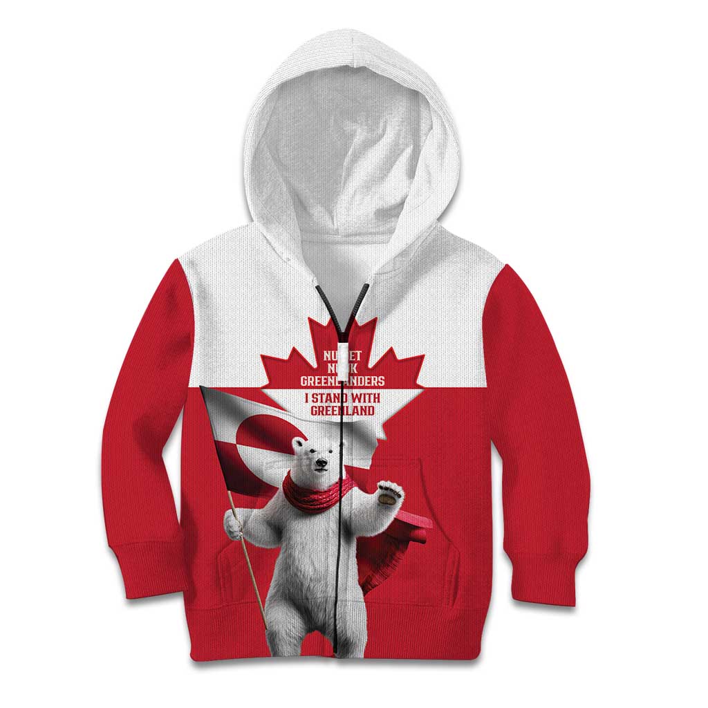 I Stand With Greenland Kid Hoodie Red and White Side by Side