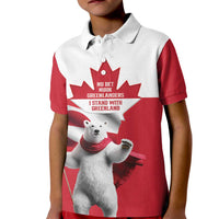 I Stand With Greenland Kid Polo Shirt Red and White Side by Side