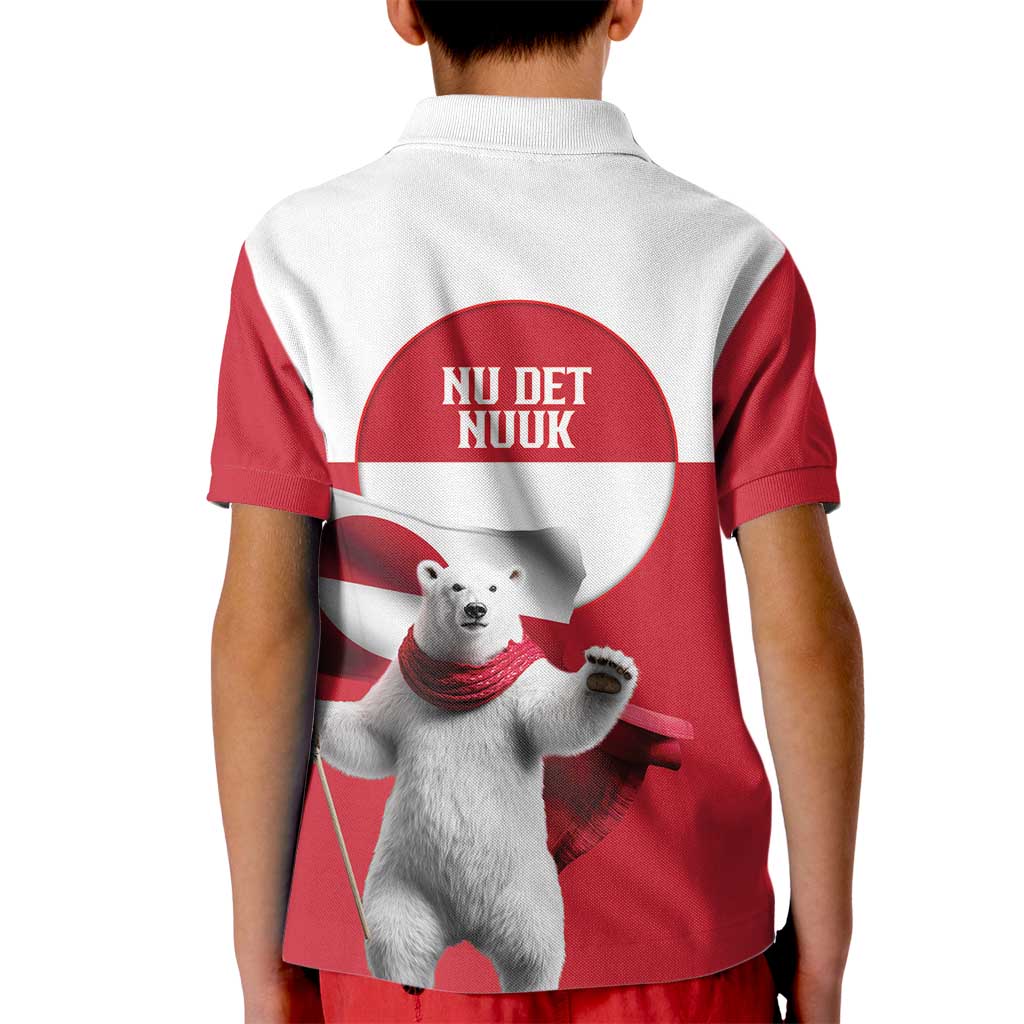 I Stand With Greenland Kid Polo Shirt Red and White Side by Side