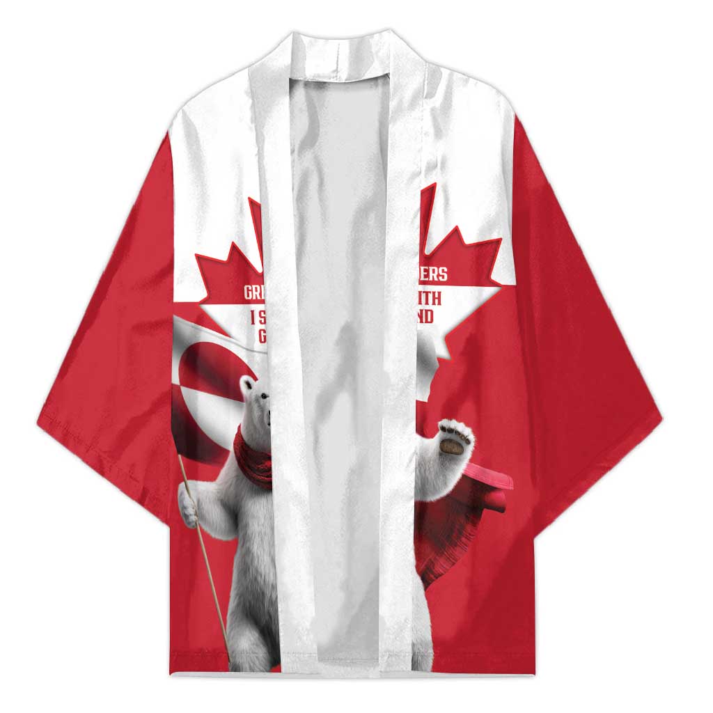 I Stand With Greenland Kimono Red and White Side by Side