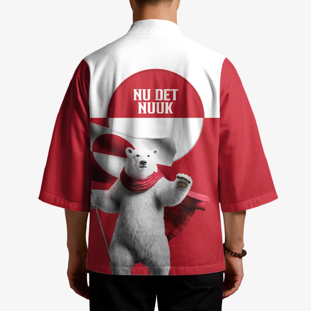 I Stand With Greenland Kimono Red and White Side by Side