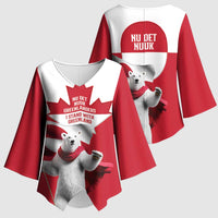 I Stand With Greenland Kimono Sleeve Blouse Red and White Side by Side