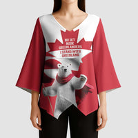 I Stand With Greenland Kimono Sleeve Blouse Red and White Side by Side