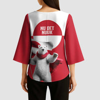 I Stand With Greenland Kimono Sleeve Blouse Red and White Side by Side
