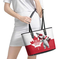 I Stand With Greenland Leather Tote Bag Red and White Side by Side