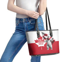 I Stand With Greenland Leather Tote Bag Red and White Side by Side