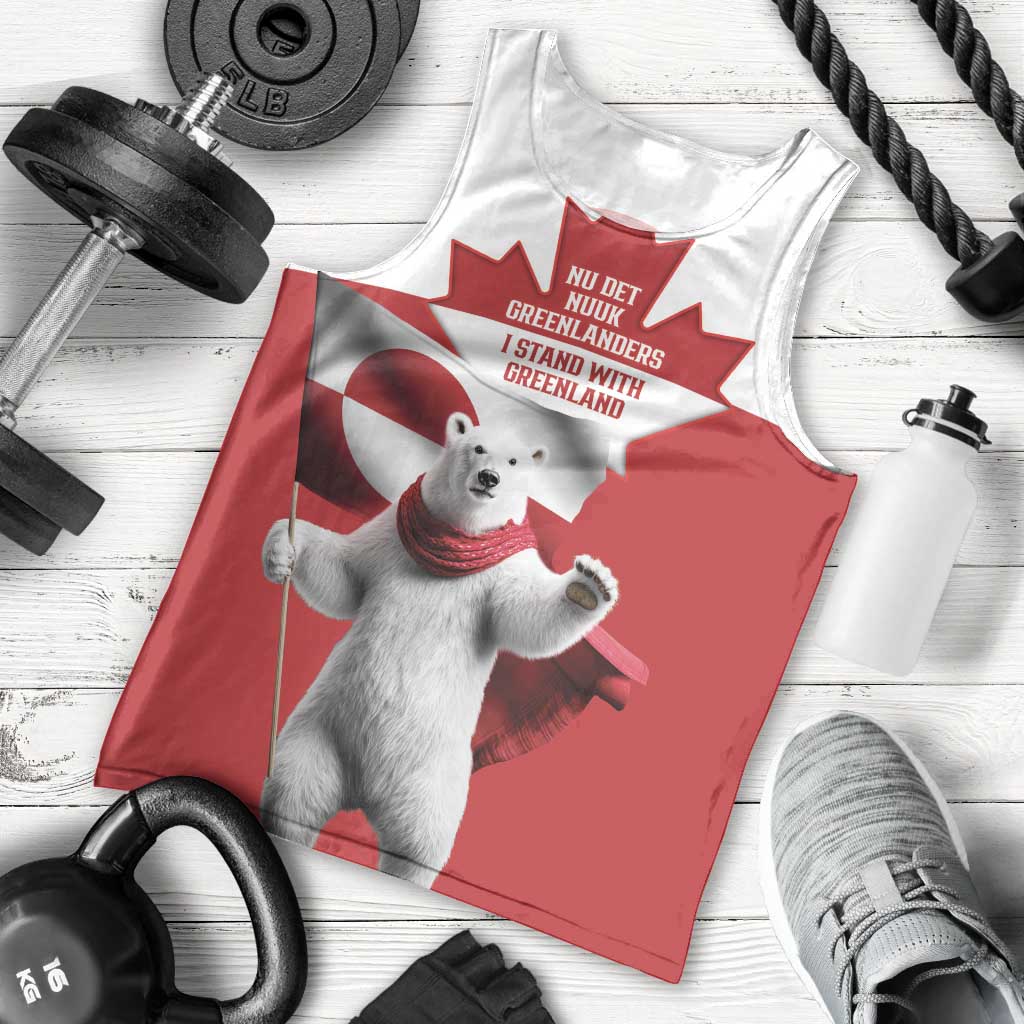 I Stand With Greenland Men Tank Top Red and White Side by Side