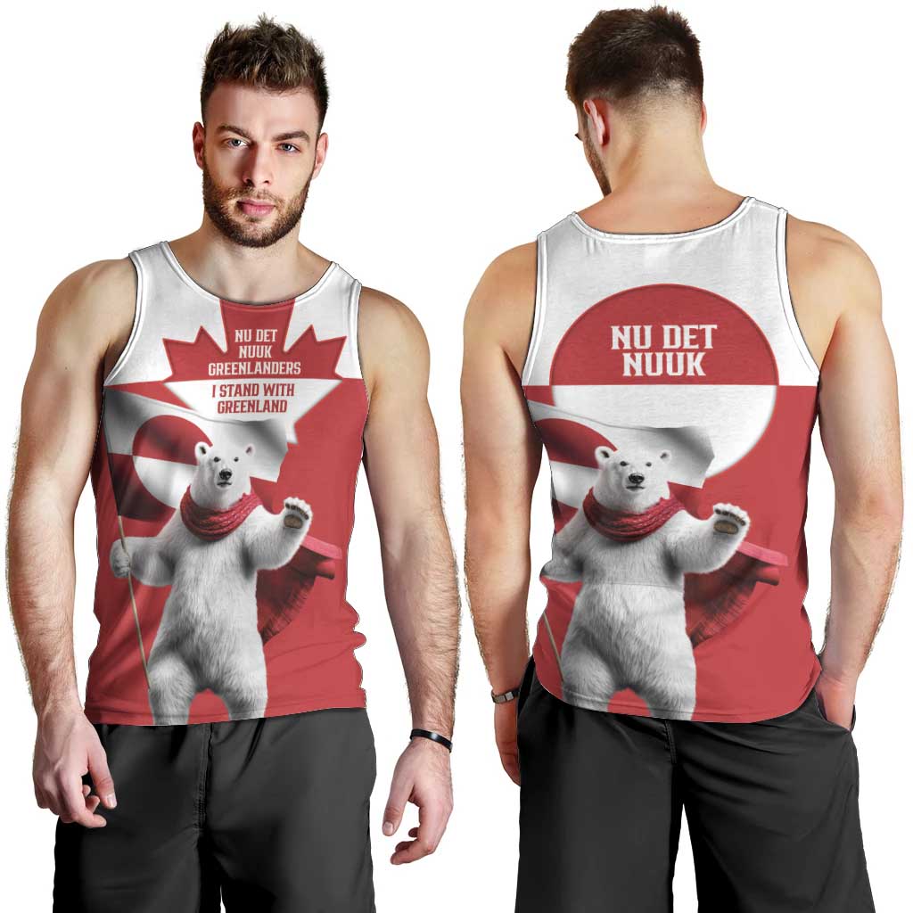 I Stand With Greenland Men Tank Top Red and White Side by Side