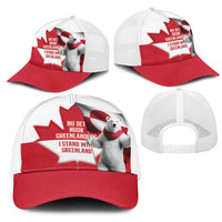 I Stand With Greenland Mesh Trucker Cap Red and White Side by Side