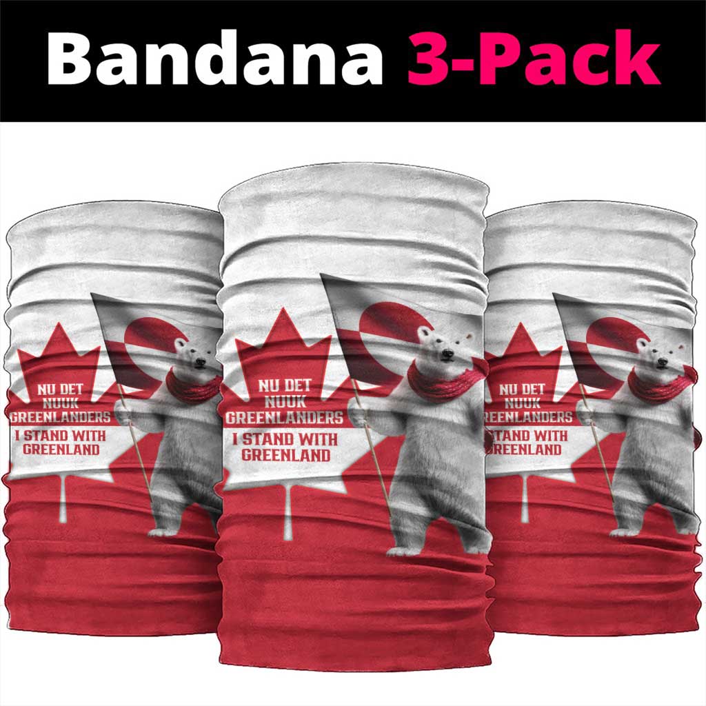 I Stand With Greenland Neck Gaiter Red and White Side by Side