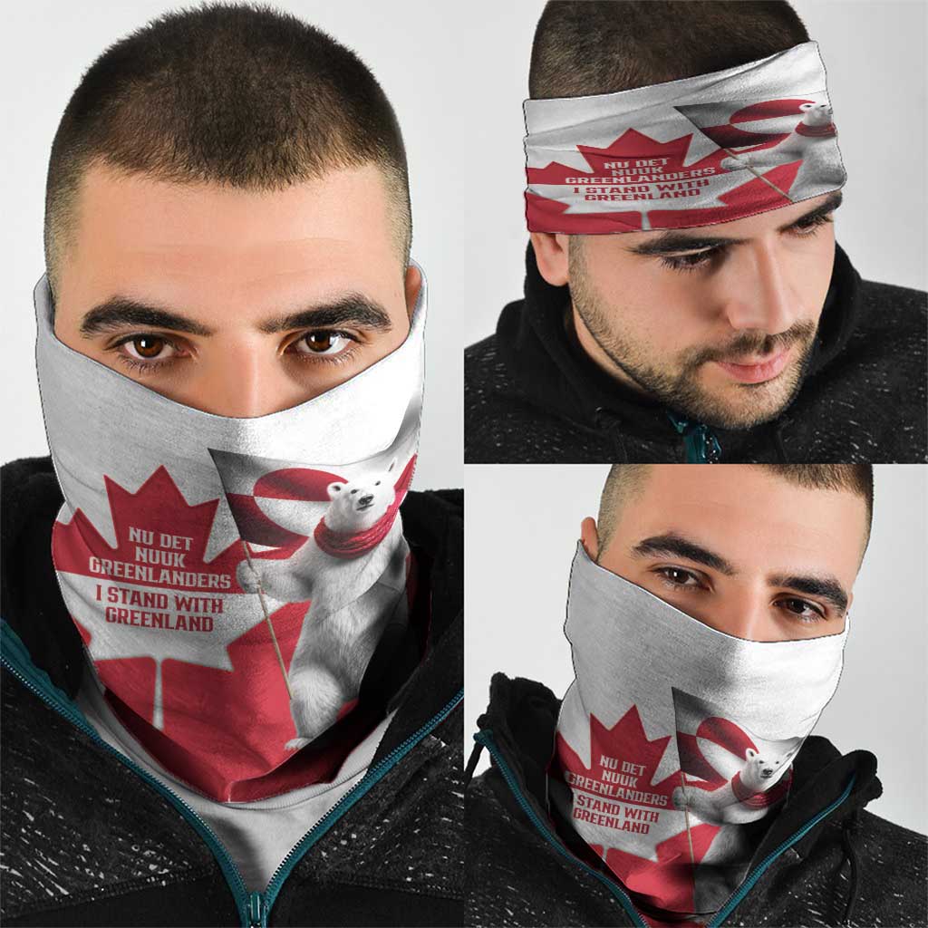 I Stand With Greenland Neck Gaiter Red and White Side by Side