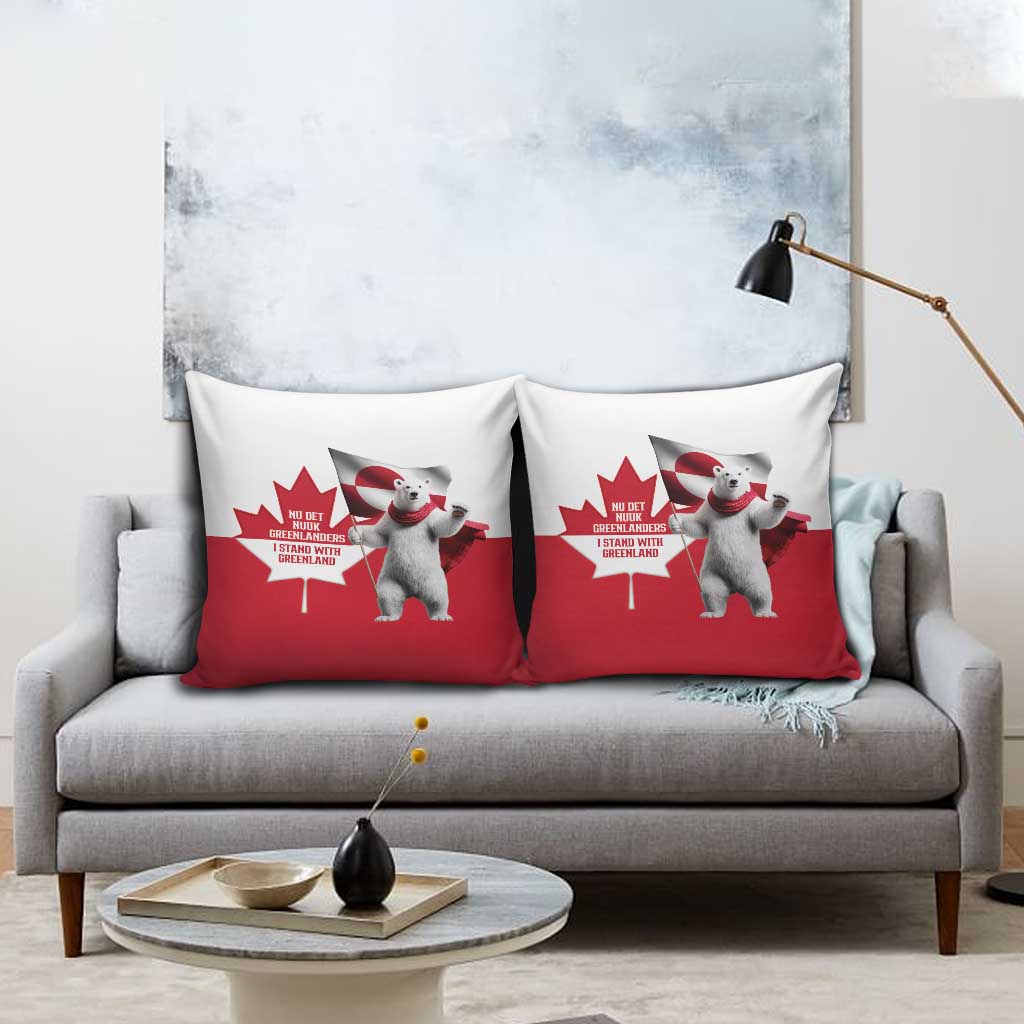 I Stand With Greenland Pillow Cover Red and White Side by Side