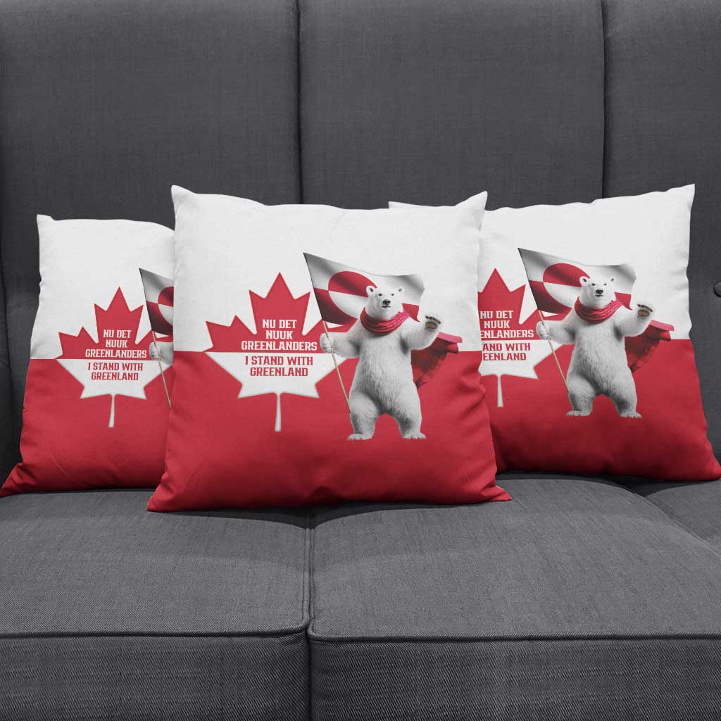 I Stand With Greenland Pillow Cover Red and White Side by Side