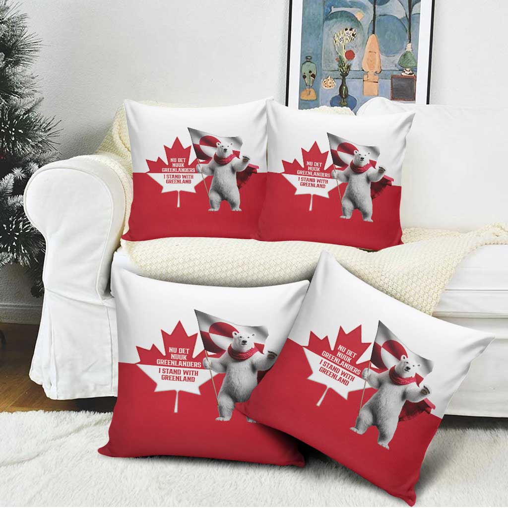 I Stand With Greenland Pillow Cover Red and White Side by Side
