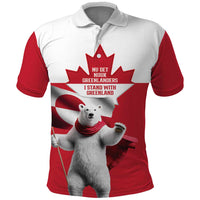 I Stand With Greenland Polo Shirt Red and White Side by Side