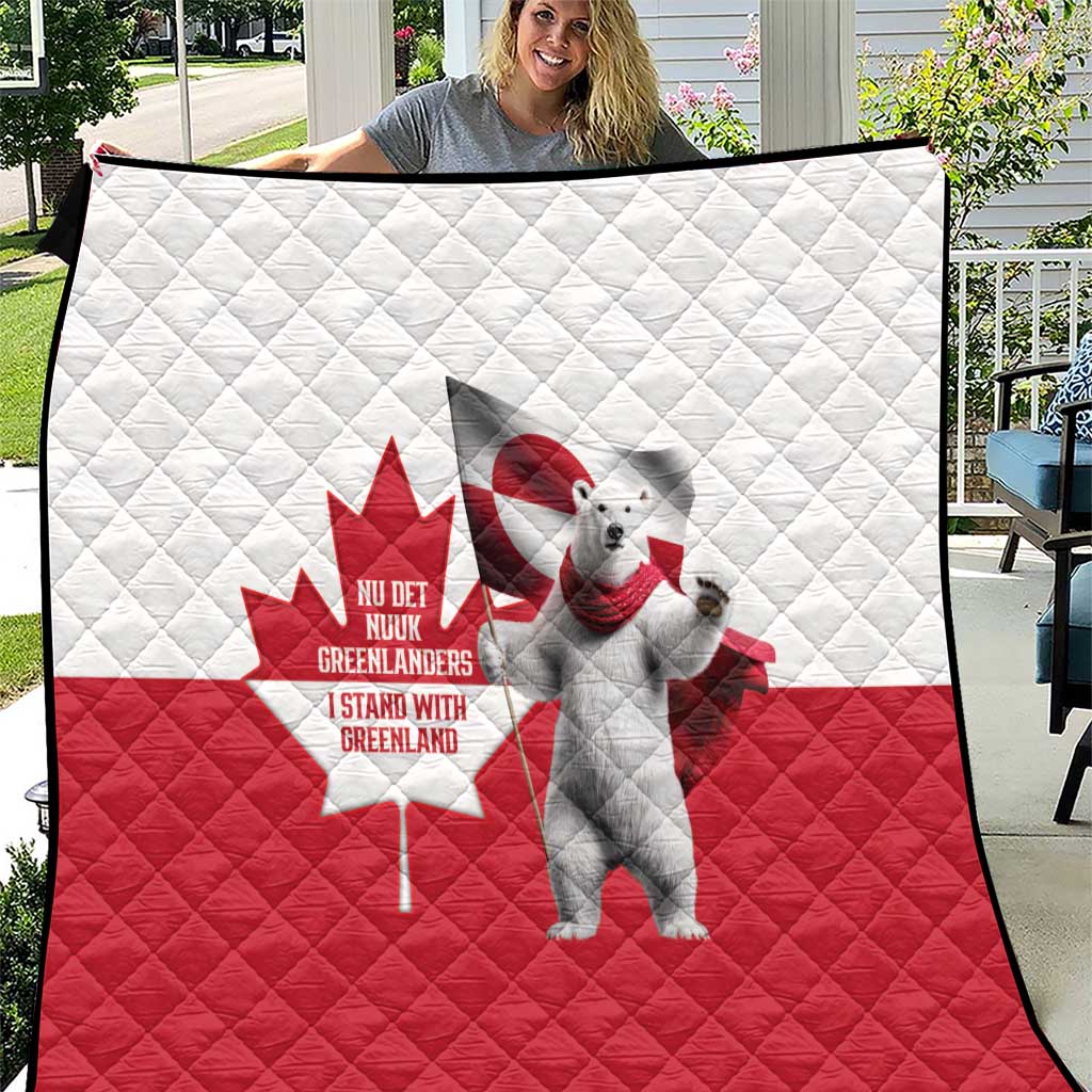 I Stand With Greenland Quilt Red and White Side by Side