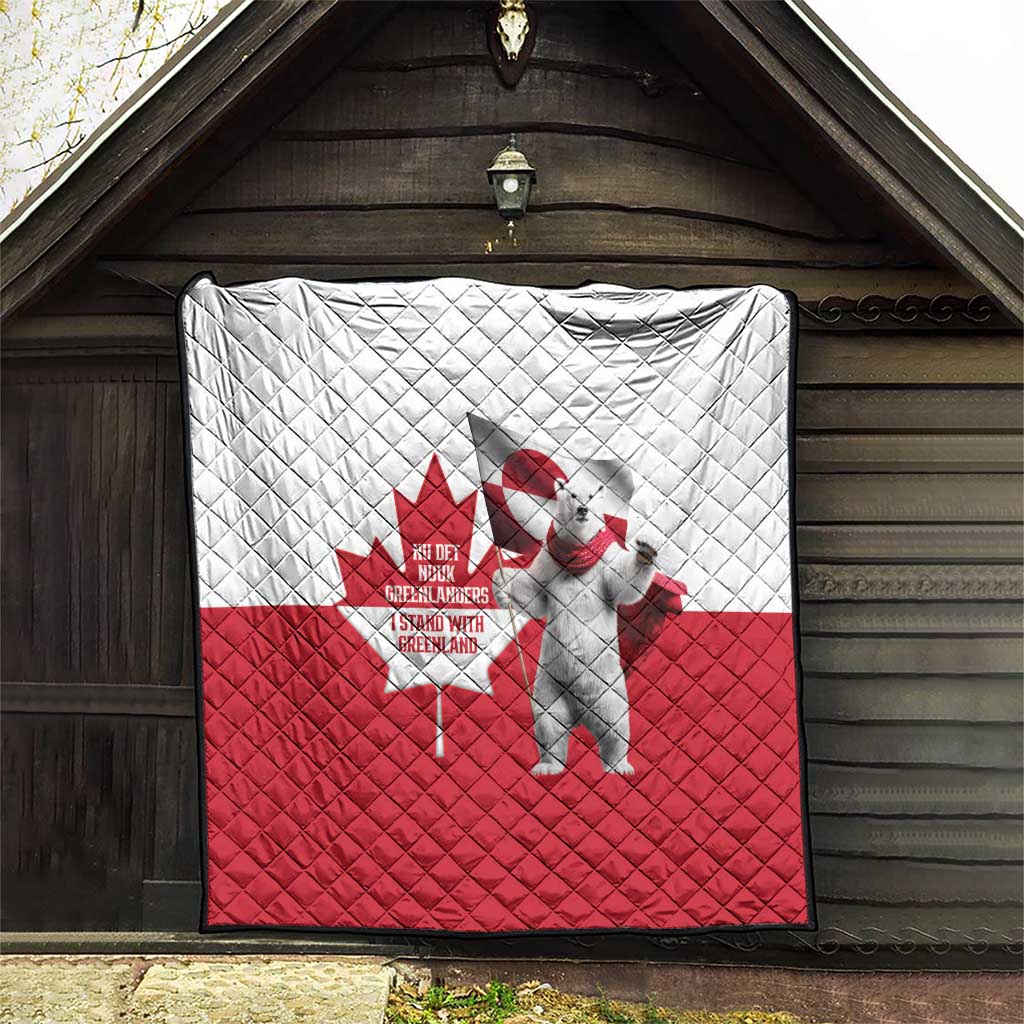 I Stand With Greenland Quilt Red and White Side by Side
