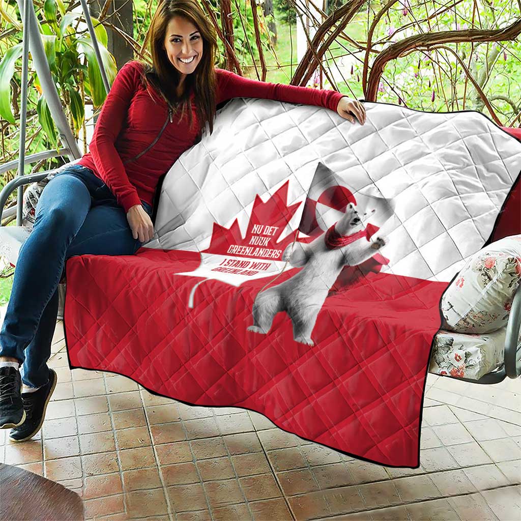 I Stand With Greenland Quilt Red and White Side by Side