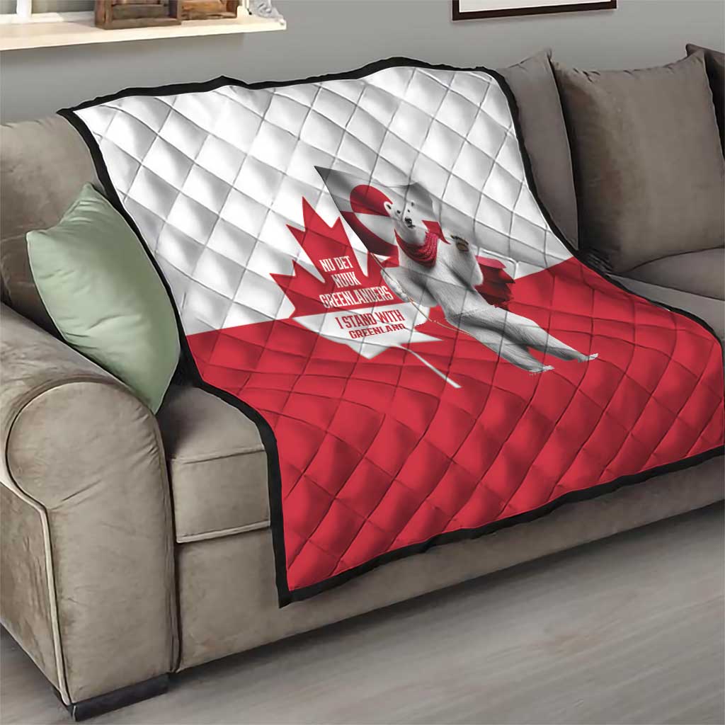 I Stand With Greenland Quilt Red and White Side by Side
