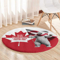 I Stand With Greenland Round Carpet Red and White Side by Side