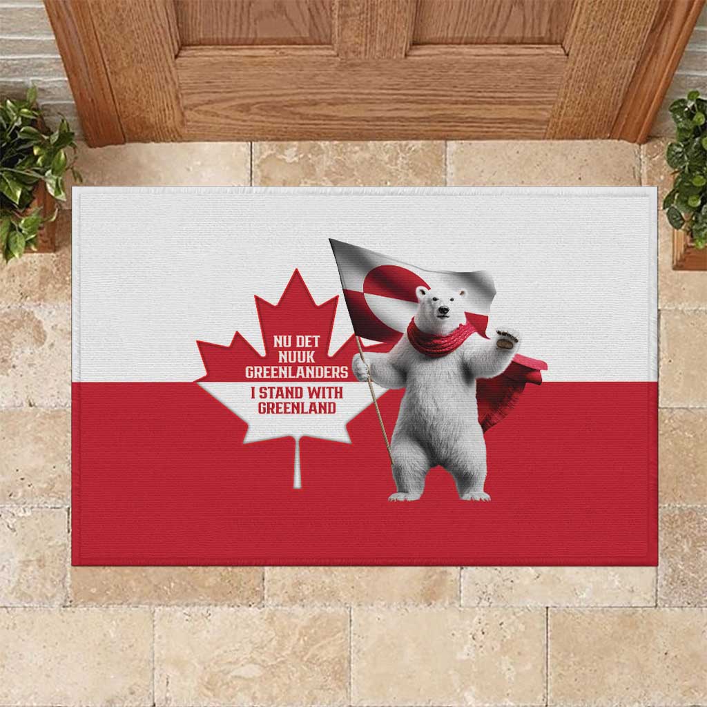I Stand With Greenland Rubber Doormat Red and White Side by Side