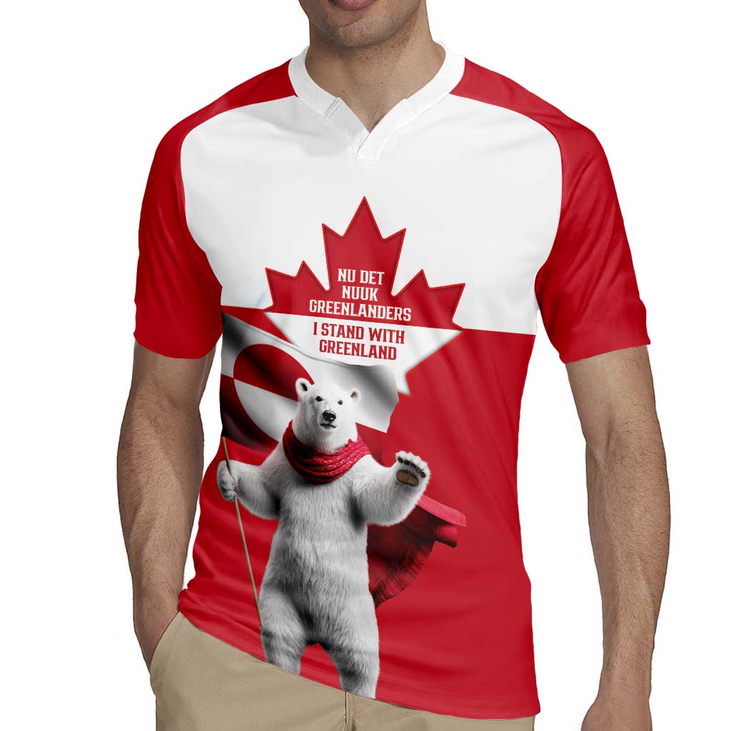 I Stand With Greenland Rugby Jersey Red and White Side by Side