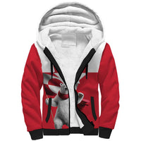 I Stand With Greenland Sherpa Hoodie Red and White Side by Side