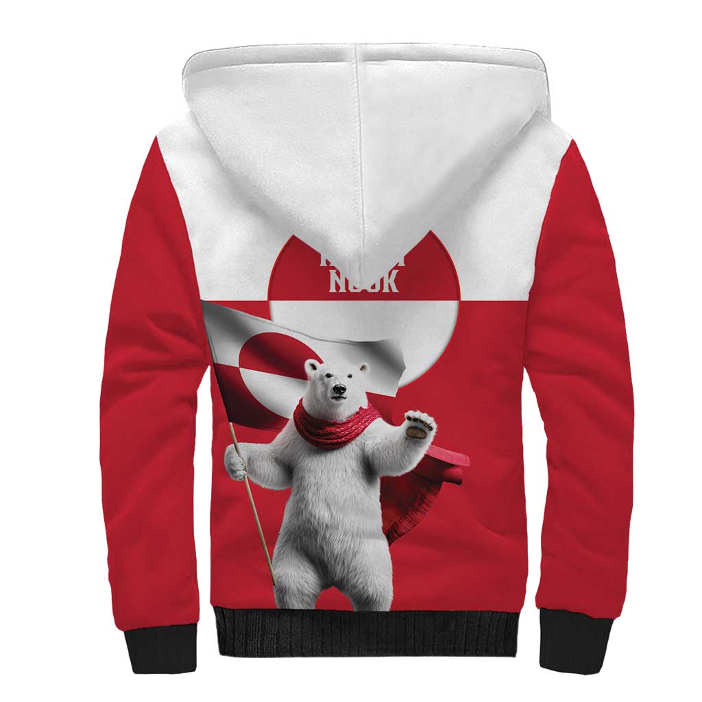 I Stand With Greenland Sherpa Hoodie Red and White Side by Side