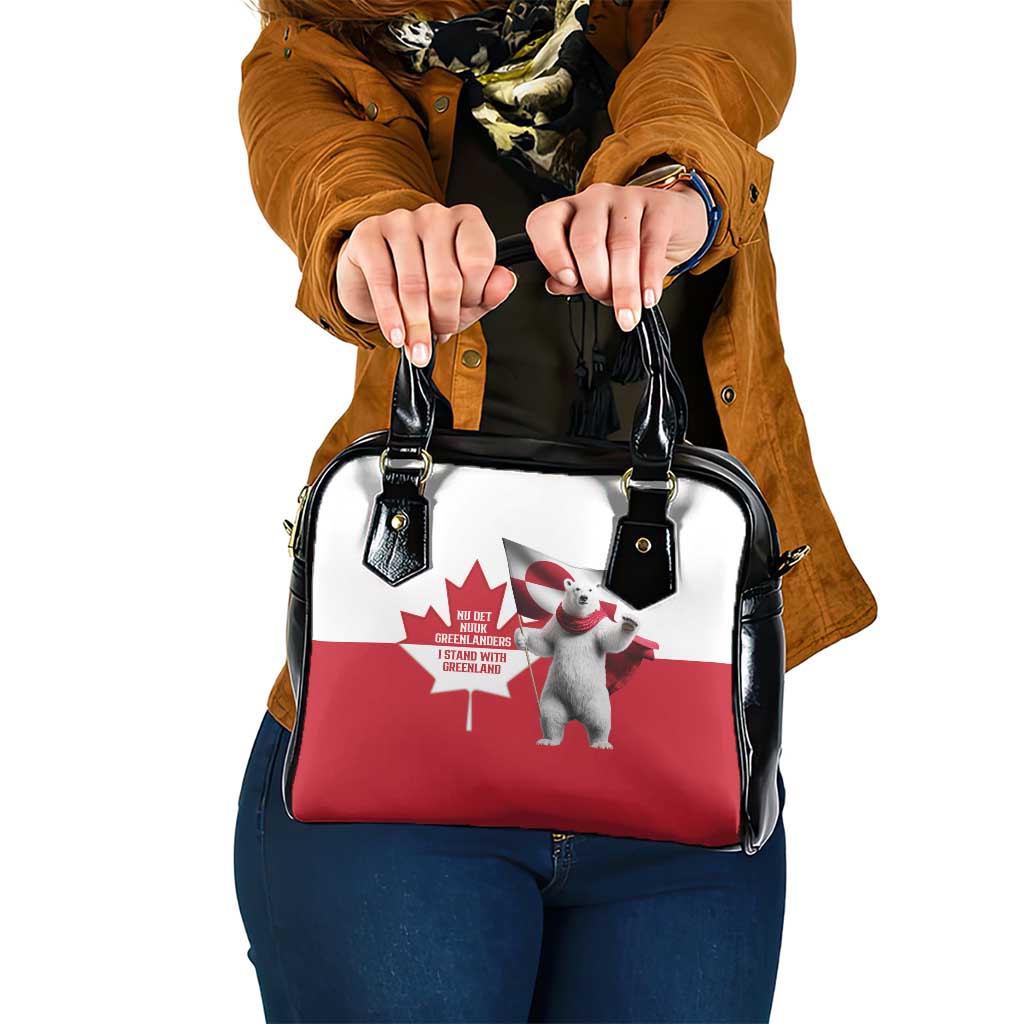 I Stand With Greenland Shoulder Handbag Red and White Side by Side