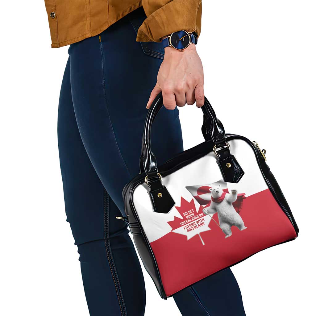I Stand With Greenland Shoulder Handbag Red and White Side by Side