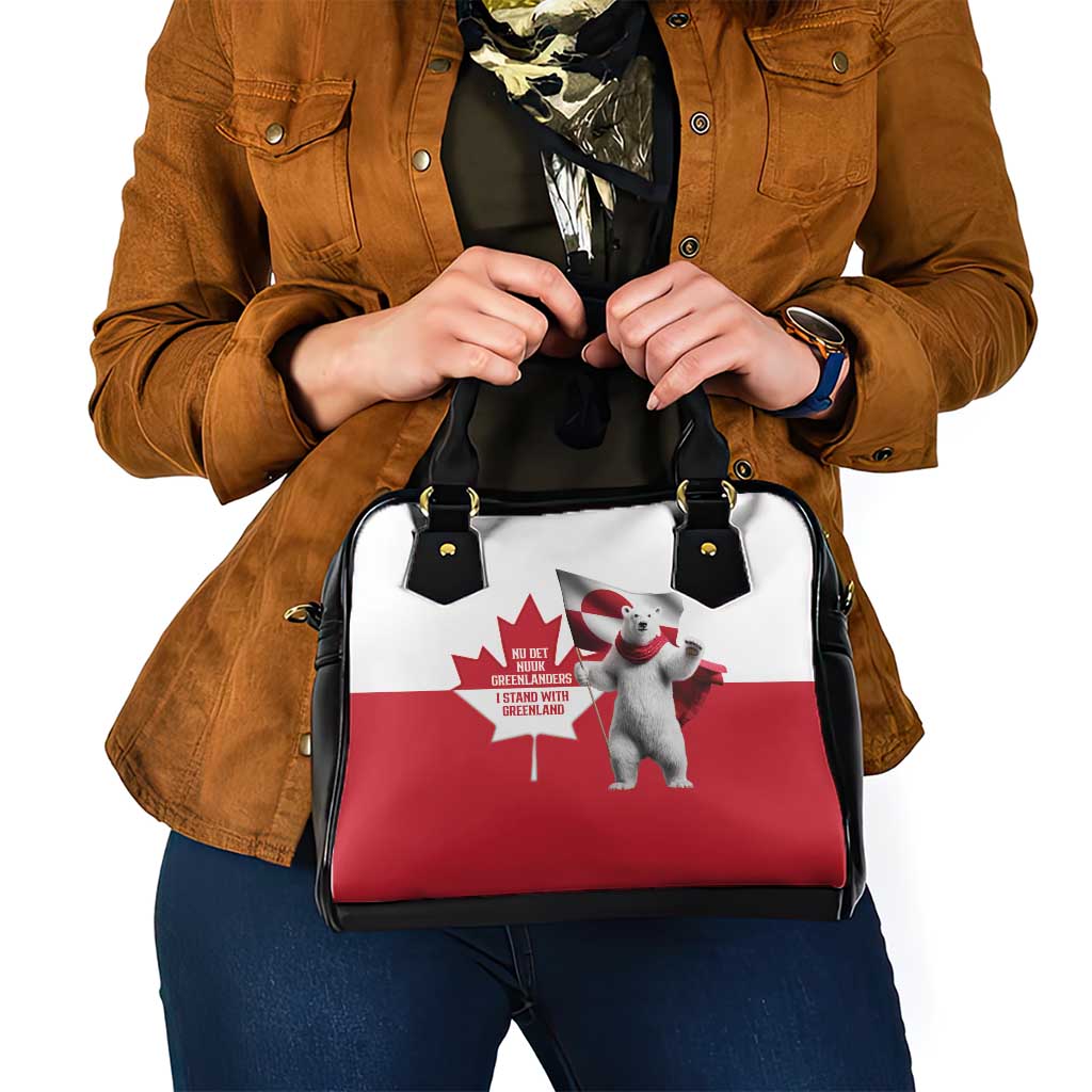 I Stand With Greenland Shoulder Handbag Red and White Side by Side