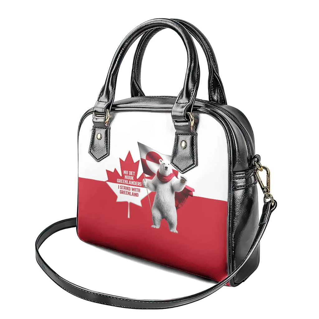 I Stand With Greenland Shoulder Handbag Red and White Side by Side