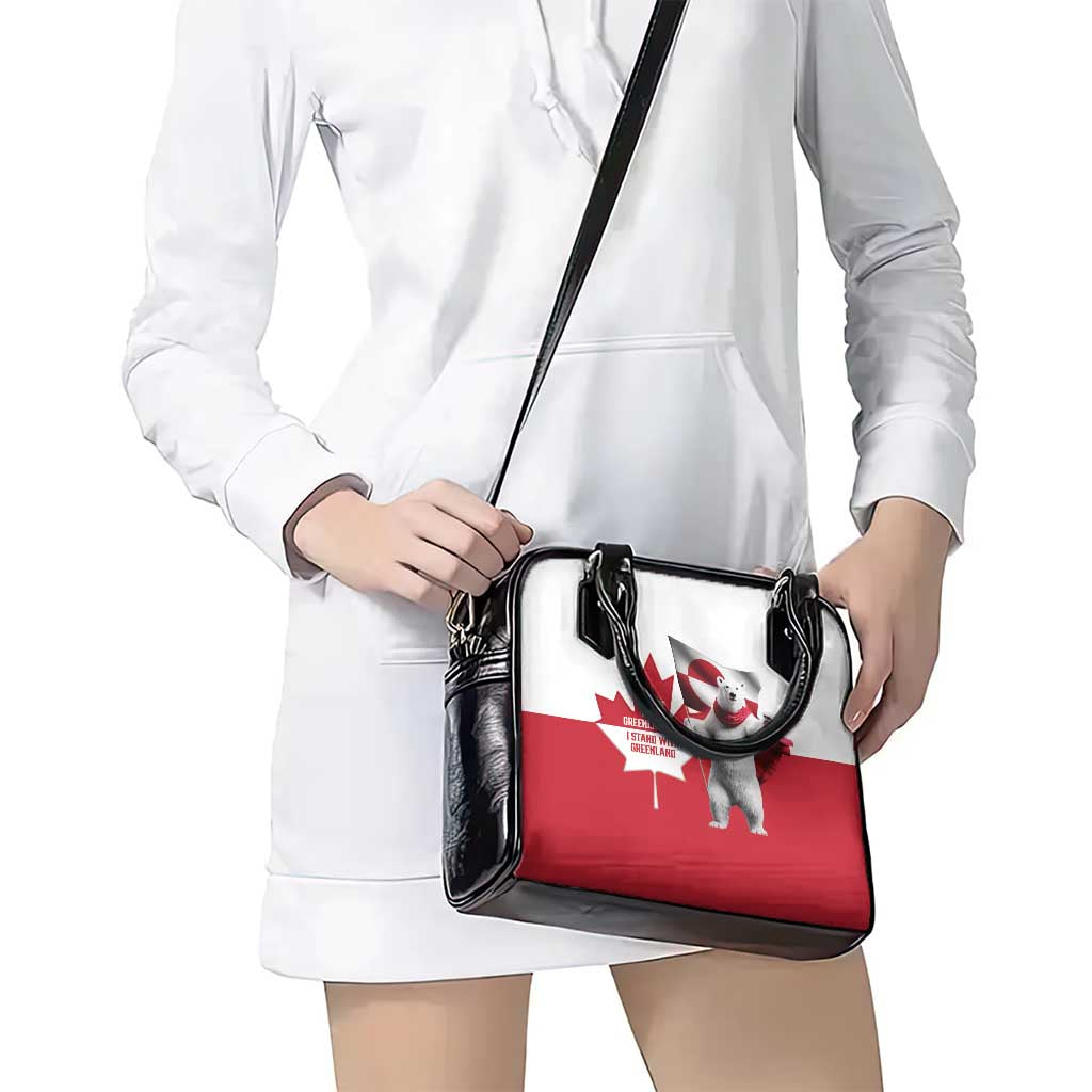 I Stand With Greenland Shoulder Handbag Red and White Side by Side