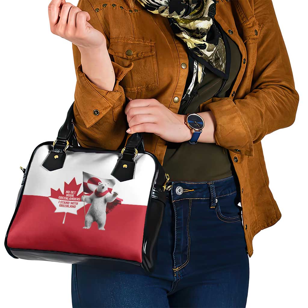 I Stand With Greenland Shoulder Handbag Red and White Side by Side