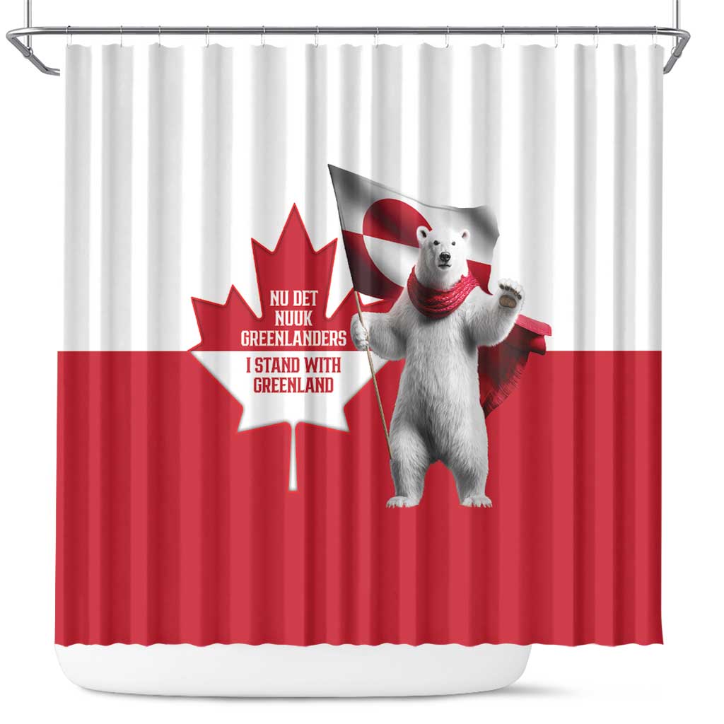 I Stand With Greenland Shower Curtain Red and White Side by Side
