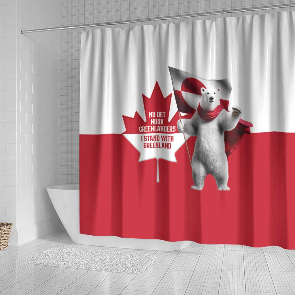 I Stand With Greenland Shower Curtain Red and White Side by Side