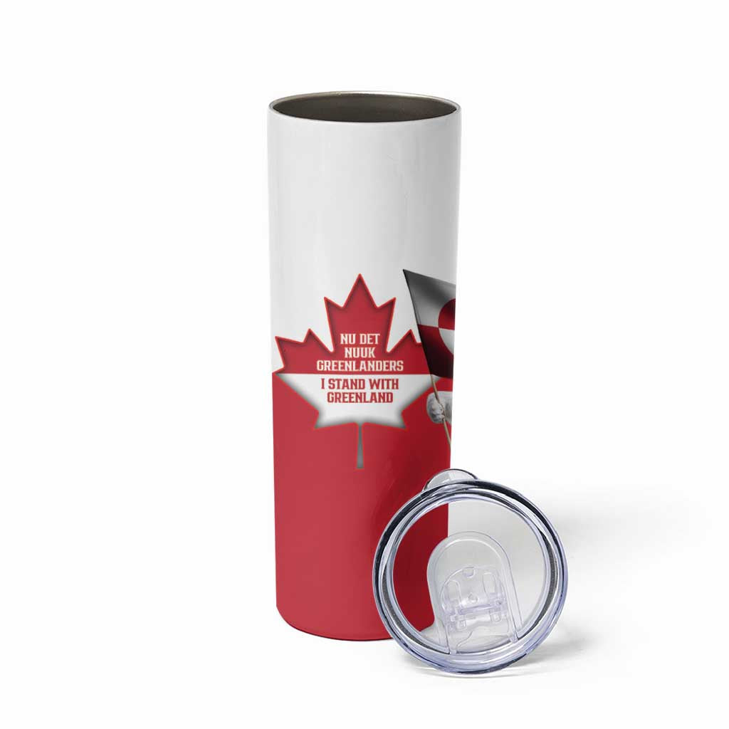 I Stand With Greenland Skinny Tumbler Red and White Side by Side