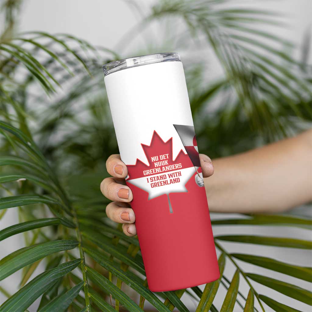 I Stand With Greenland Skinny Tumbler Red and White Side by Side