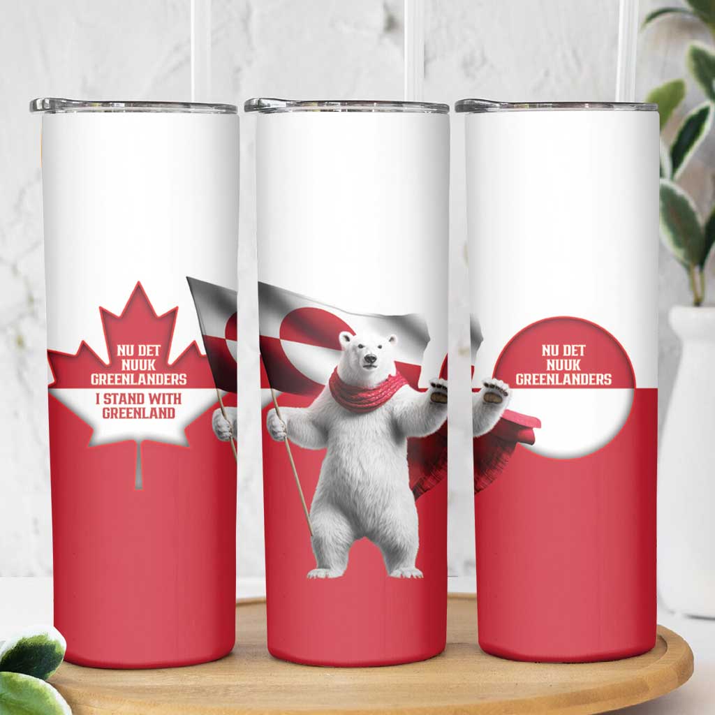 I Stand With Greenland Skinny Tumbler Red and White Side by Side