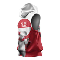 I Stand With Greenland Sleeveless Hoodie Red and White Side by Side