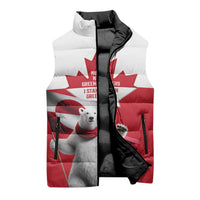 I Stand With Greenland Sleeveless Puffer Jacket Red and White Side by Side