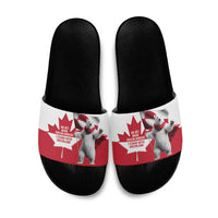 I Stand With Greenland Slide Sandals Red and White Side by Side