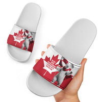 I Stand With Greenland Slide Sandals Red and White Side by Side